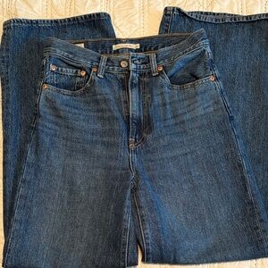 Levi’s Ribcage Wide Leg Classic Blue Denim Jeans W 27 L 32